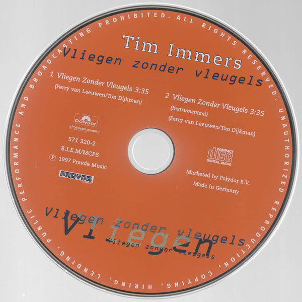 Tim Immers : Vliegen Zonder Vleugels (CD, Single)