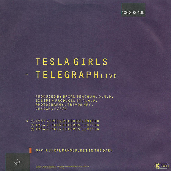 Orchestral Manoeuvres In The Dark : Tesla Girls (7", Single)