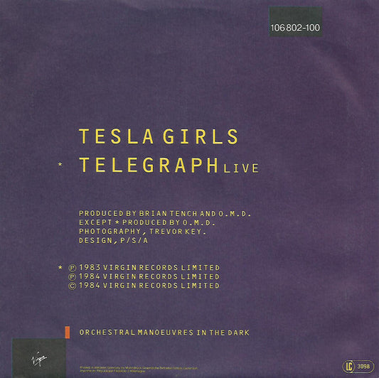 Orchestral Manoeuvres In The Dark : Tesla Girls (7", Single)