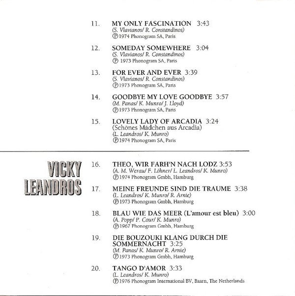 Vicky Leandros & Demis Roussos : Back To Back - The Best Of Vicky Leandros & Demis Roussos (CD, Album, Comp)