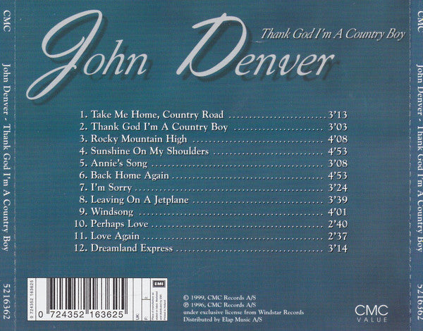 John Denver : Thank God I'm A Country Boy - Greatest Country Songs (CD, Album)