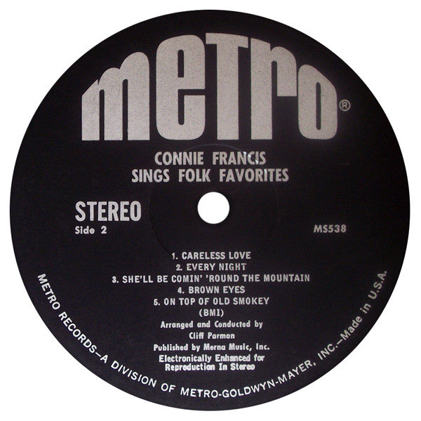Connie Francis : Sings Folk Favorites (LP, Album, RE)
