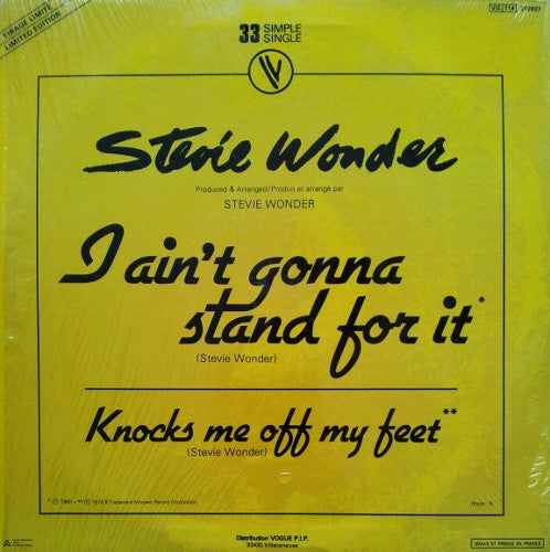Stevie Wonder : I Ain't Gonna Stand For It (12", Maxi, Ltd)