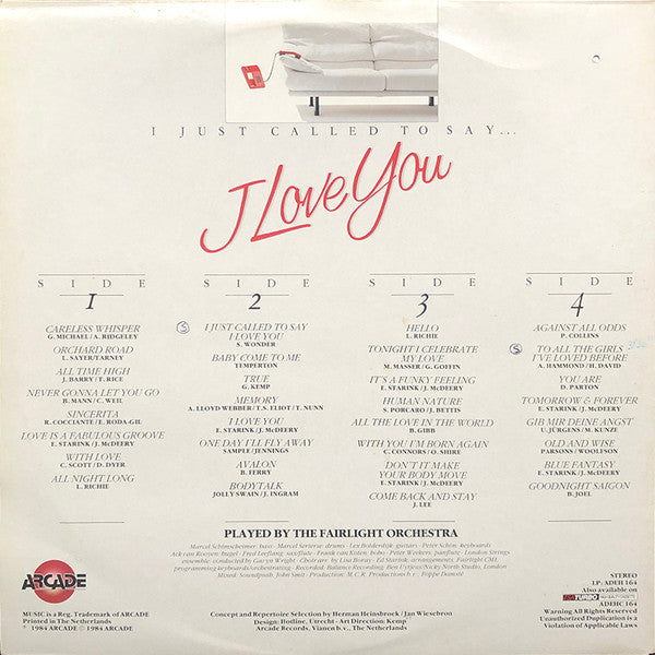 The Fairlight Orchestra : I Just Called To Say I Love You (LP, Comp)