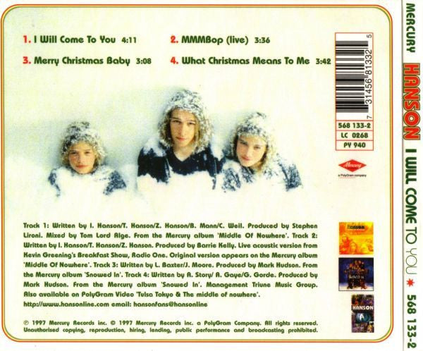 Hanson : I Will Come To You (CD, Single, Ltd, Dig)