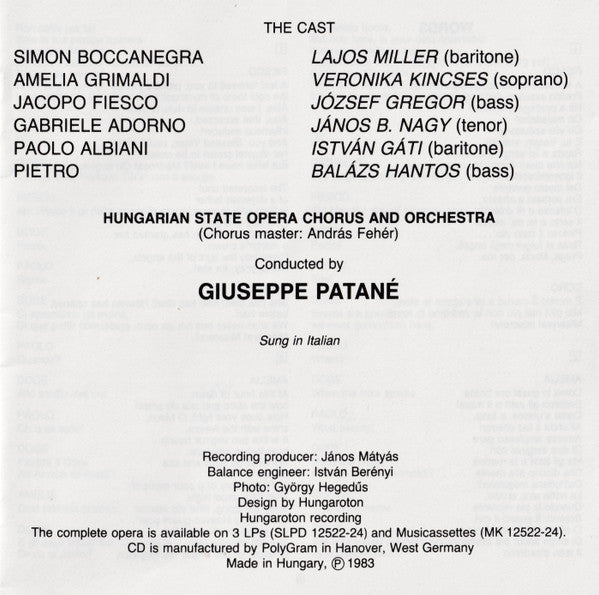 Giuseppe Verdi : Simon Boccanegra - Excerpts (CD, Album)