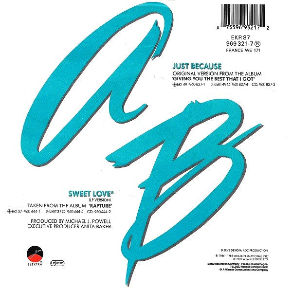 Anita Baker : Just Because (7", Single)