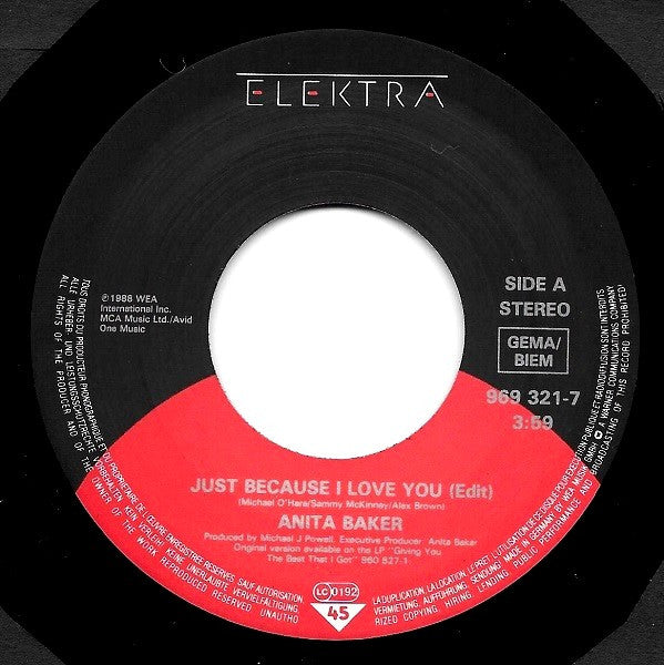 Anita Baker : Just Because (7", Single)