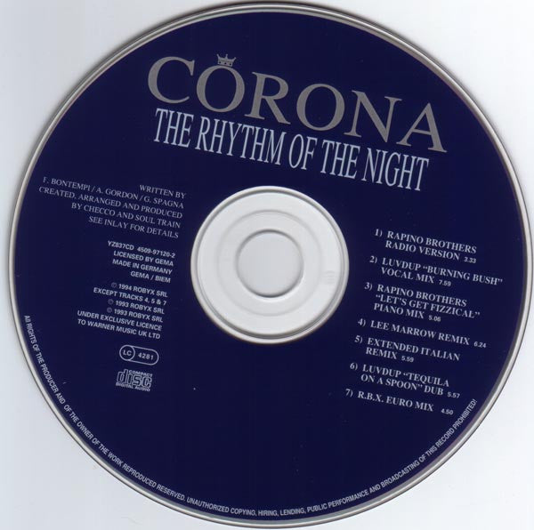 Corona : The Rhythm Of The Night (The Complete Remix CD) (CD, Maxi, Dam)