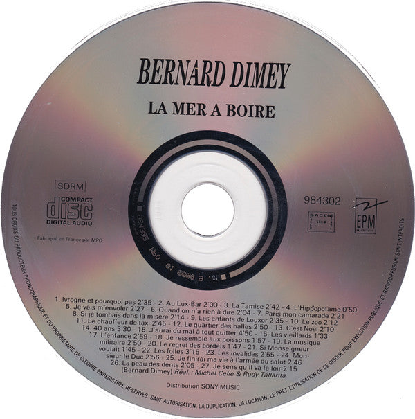 Bernard Dimey : La Mer A Boire (CD, Comp)