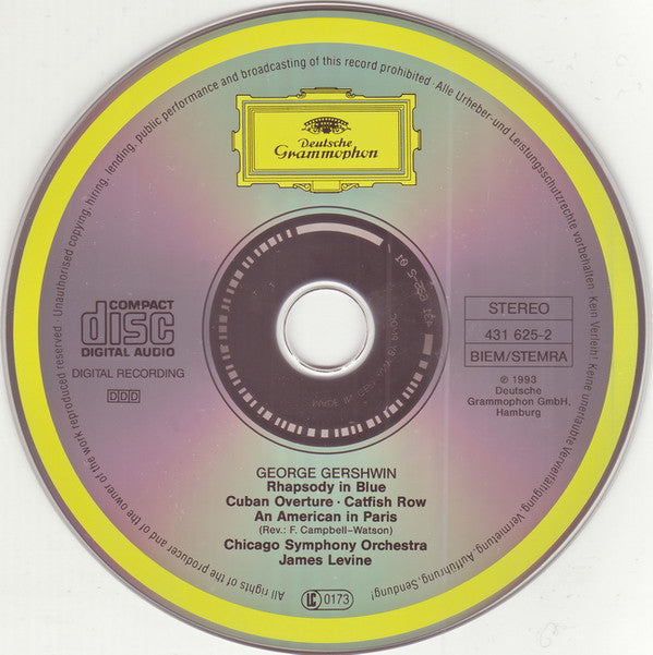 George Gershwin, James Levine (2) · Chicago Symphony Orchestra : Rhapsody In Blue · An American In Paris · "Porgy And Bess" Suite (Catfish Row) · Cuban Overture (CD)