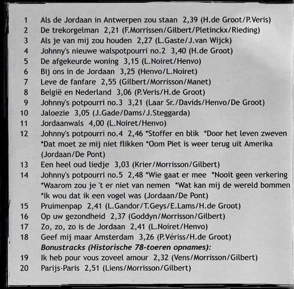 Johnny Jordaan : Als De Jordaan In Antwerpen Zou Staan (CD, Comp)