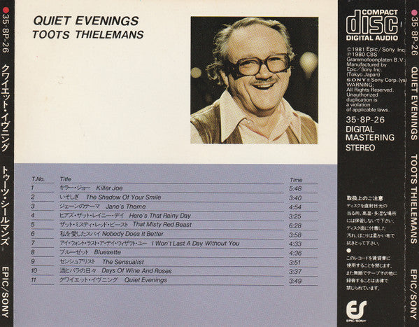 Toots Thielemans : Quiet Evenings (CD, Album, Comp, RE)