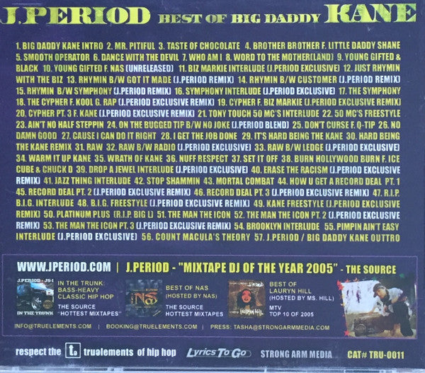 DJ J-Period & Big Daddy Kane : The Best Of Big Daddy Kane (CD, Mixtape, Promo)