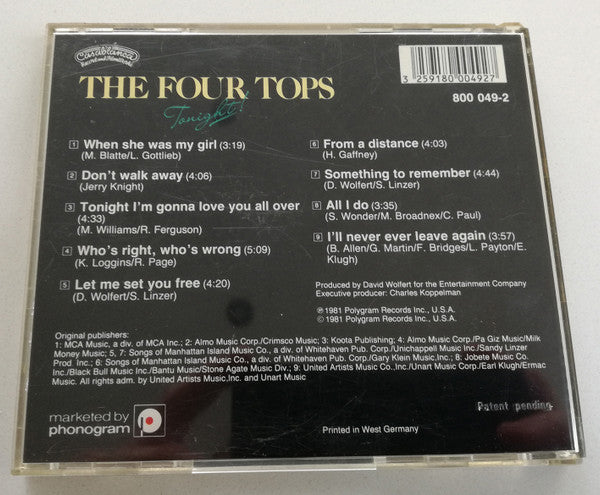 Four Tops : Tonight! (CD, Album, RE)