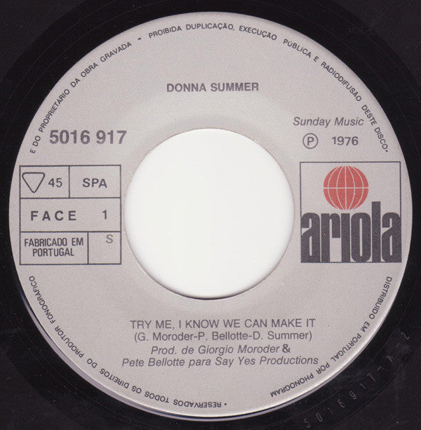 Donna Summer : Try Me, I Know We Can Make It (7")