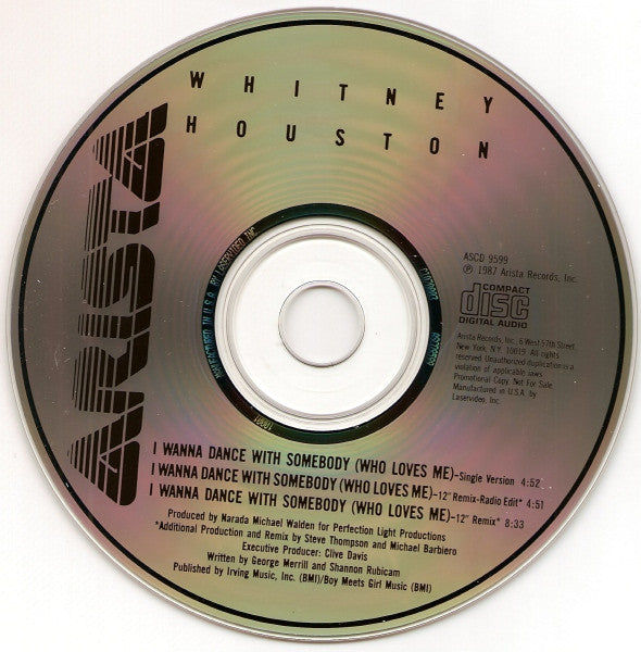 Whitney Houston : I Wanna Dance With Somebody (Who Loves Me) (CD, Maxi, Promo)