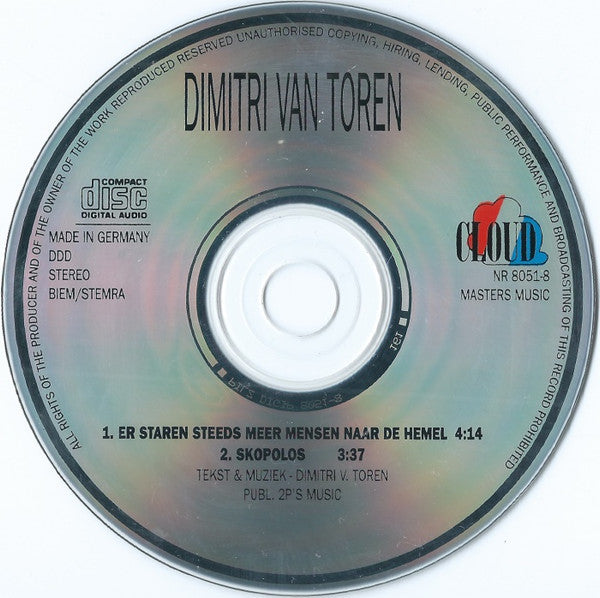 Dimitri Van Toren : Er Staren Steeds Meer Mensen Naar De Hemel (CD, Single)