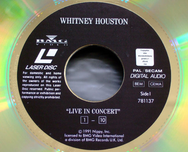 Whitney Houston : Live In Concert (Laserdisc, PAL)