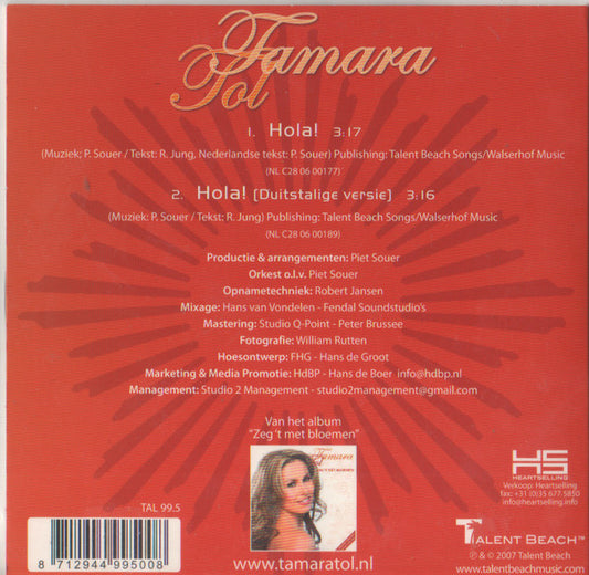 Tamara Tol : Hola! (CD, Single)