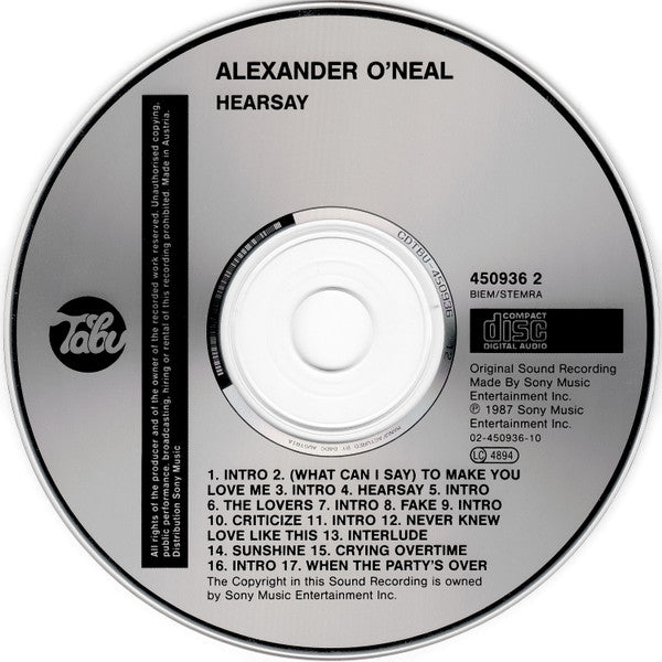 Alexander O'Neal : Hearsay (CD, Album, RP)