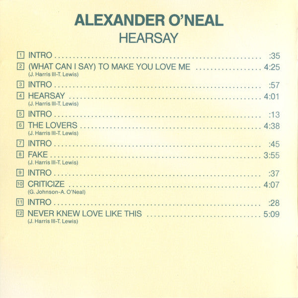 Alexander O'Neal : Hearsay (CD, Album, RP)