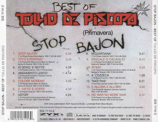 Tullio De Piscopo : Stop Bajon - Best Of Tullio De Piscopo (CD, Comp)