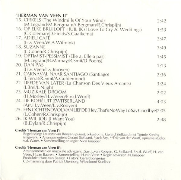 Herman van Veen : Herman van Veen I & II (CD, Comp)
