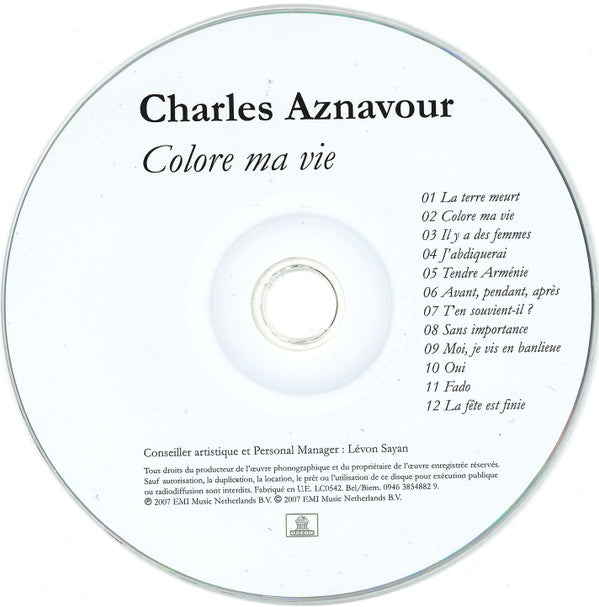 Charles Aznavour : Colore Ma Vie (CD, Album)
