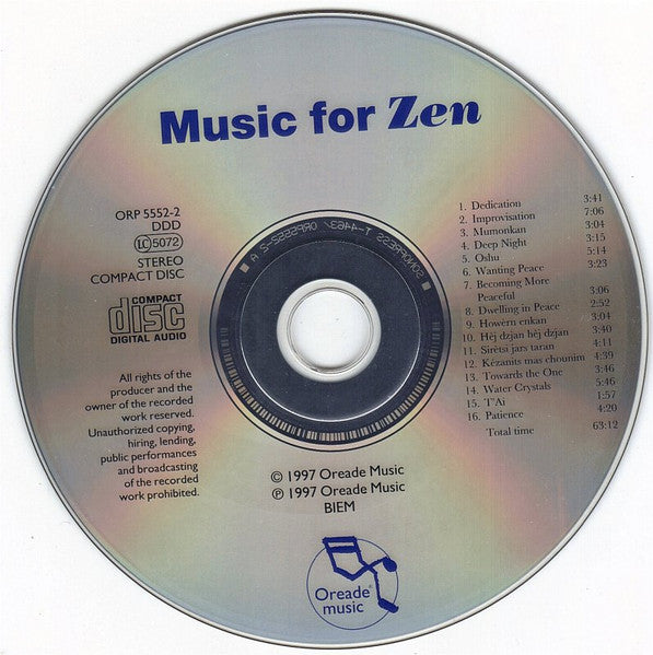 Various : Music For Zen (CD, Comp)