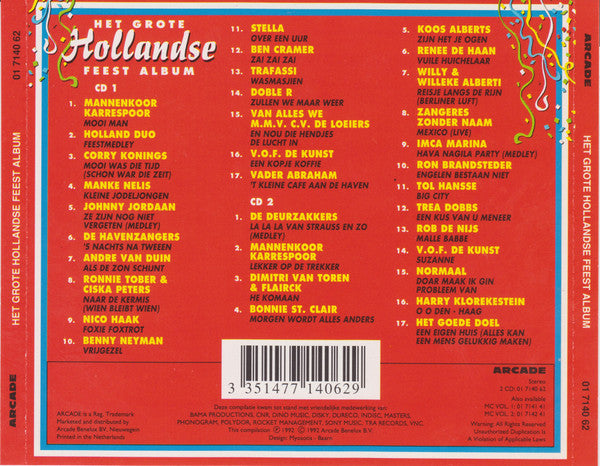 Various : Het Grote Hollandse Feest Album (2xCD, Comp)