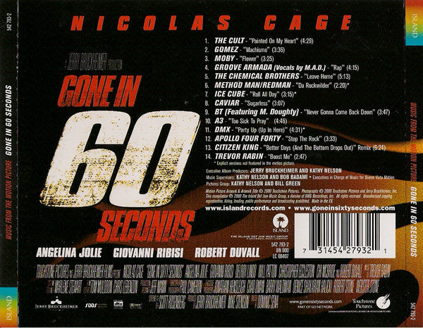 Various : Gone In 60 Seconds: Music From The Motion Picture (CD, Comp, RP)