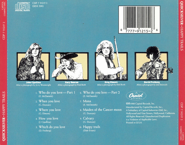 Quicksilver Messenger Service : Happy Trails (CD, Album, RE)
