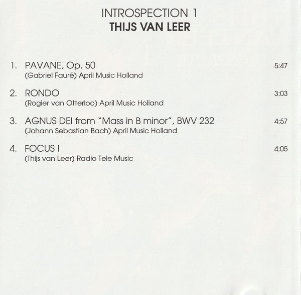 Thijs van Leer : Introspection 1 (CD, Album, RE)