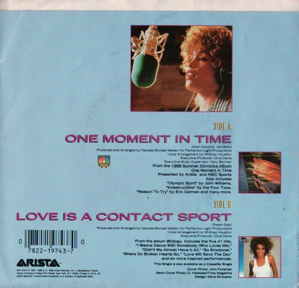 Whitney Houston : One Moment In Time (7", Single, Spe)