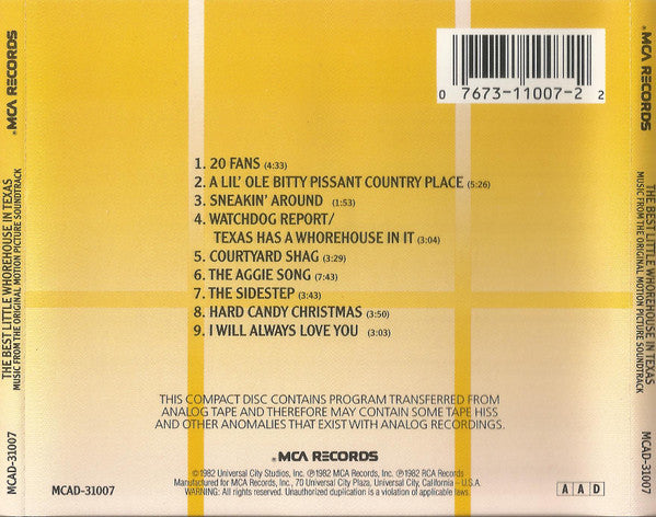 Various : The Best Little Whorehouse In Texas - Music From The Original Motion Picture Soundtrack (CD, Album, RE, JVC)