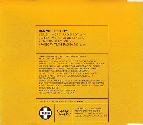 Reel 2 Real Featuring The Mad Stuntman : Can You Feel It? (CD, Single)