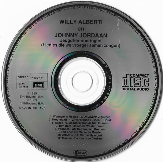 Willy Alberti En Johnny Jordaan : Jeugdherinneringen (Liedjes Die We Vroeger Samen Zongen) (CD, Album)
