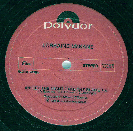 Lorraine McKane : Let The Night Take The Blame (12")