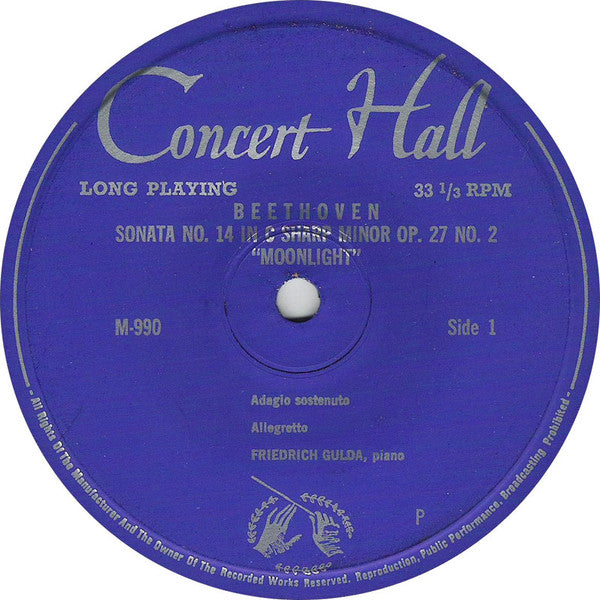 Ludwig van Beethoven / Friedrich Gulda : Sonate Nr. 14 In Cis-Moll, "Mondschein" (7", Mono)