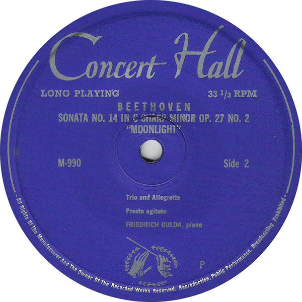 Ludwig van Beethoven / Friedrich Gulda : Sonate Nr. 14 In Cis-Moll, "Mondschein" (7", Mono)