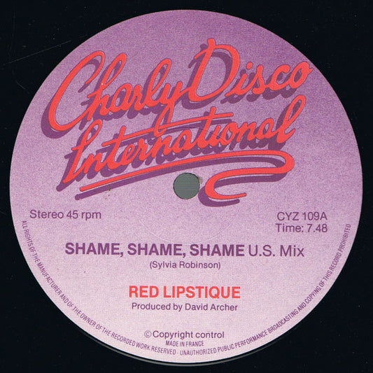 Red Lipstique : Shame, Shame, Shame (12")