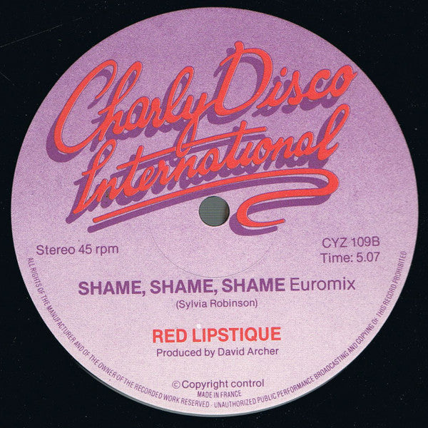Red Lipstique : Shame, Shame, Shame (12")