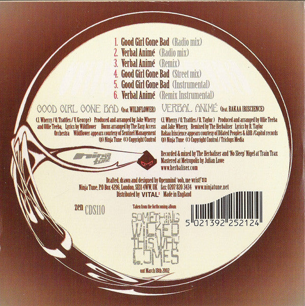 The Herbaliser Featuring Wildflower & Rakaa-Iriscience : Good Girl Gone Bad B/W Verbal Animé (CD, Maxi)