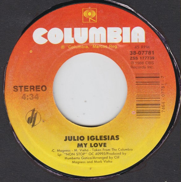 Julio Iglesias Featuring Stevie Wonder : My Love (7")