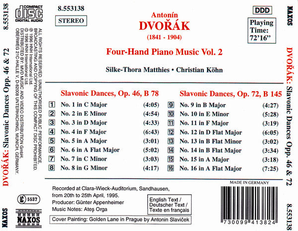 Antonín Dvořák, Silke-Thora Matthies, Christian Köhn : Four-Hand Piano Music Vol.2 (CD)