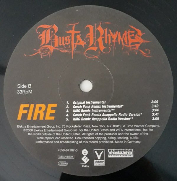 Busta Rhymes : Fire (12", Maxi)