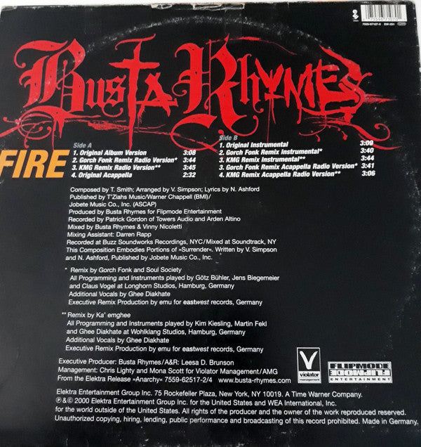 Busta Rhymes : Fire (12", Maxi)