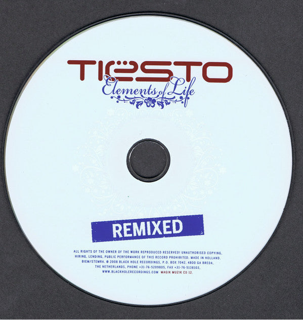 DJ Tiësto : Elements Of Life Remixed (CD, Album, Dig)