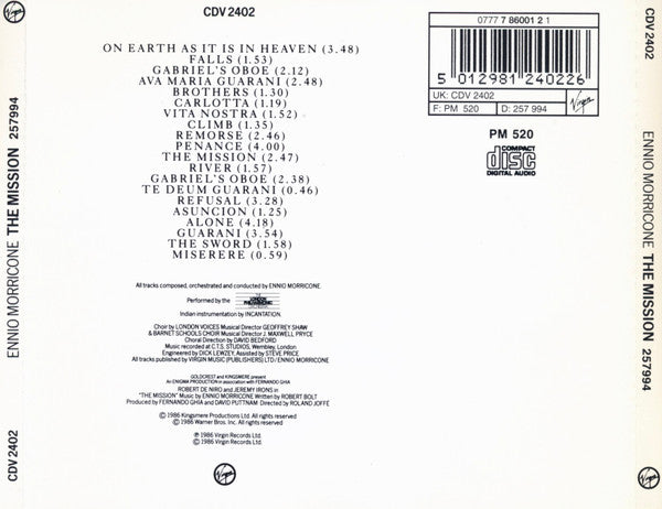 Ennio Morricone : The Mission (Original Soundtrack From The Film) (CD, Album)